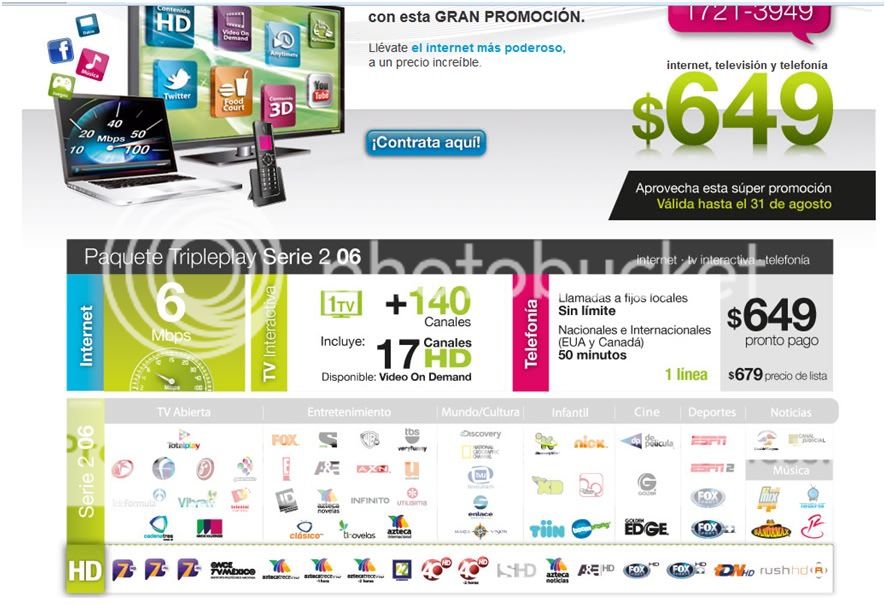 FORO DE TELEVISION POR CABLE PROMOCION TOTALPLAY Triple Play Desde 649