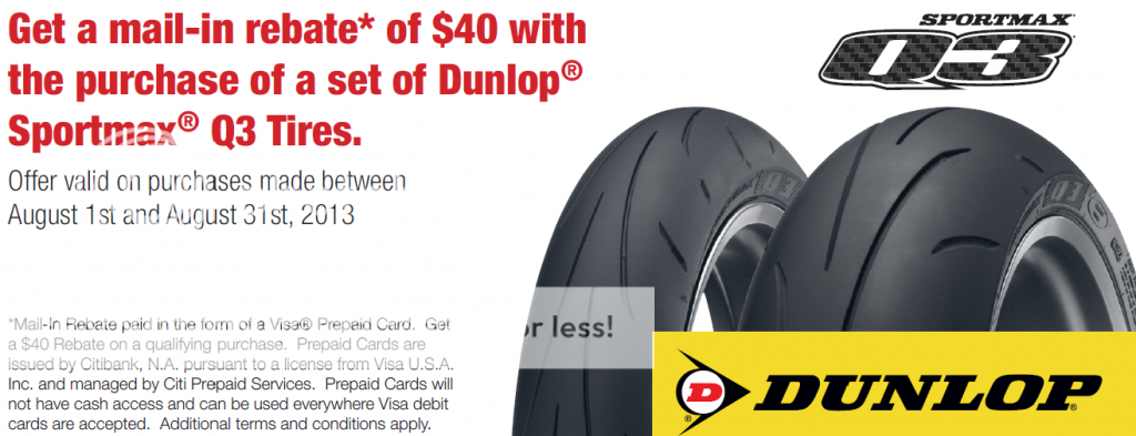 Dunlop Mail In Rebate Motorcycle